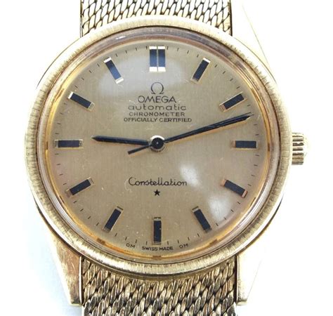 18k omega solid gold watch|18ct gold omega constellation watch.